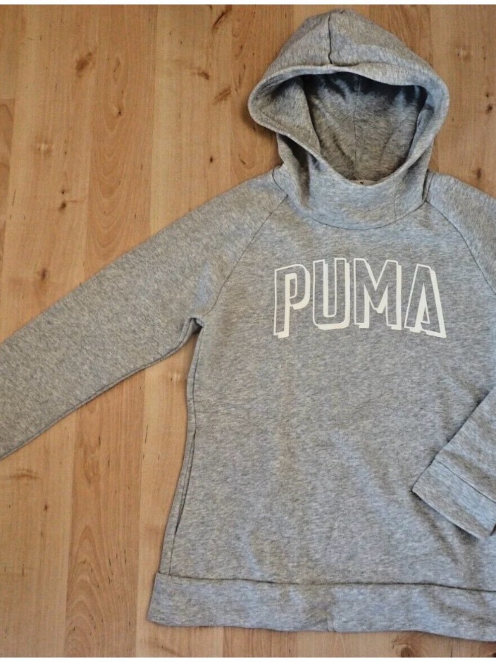 Puma Light Gray Logo Hooded Pullover